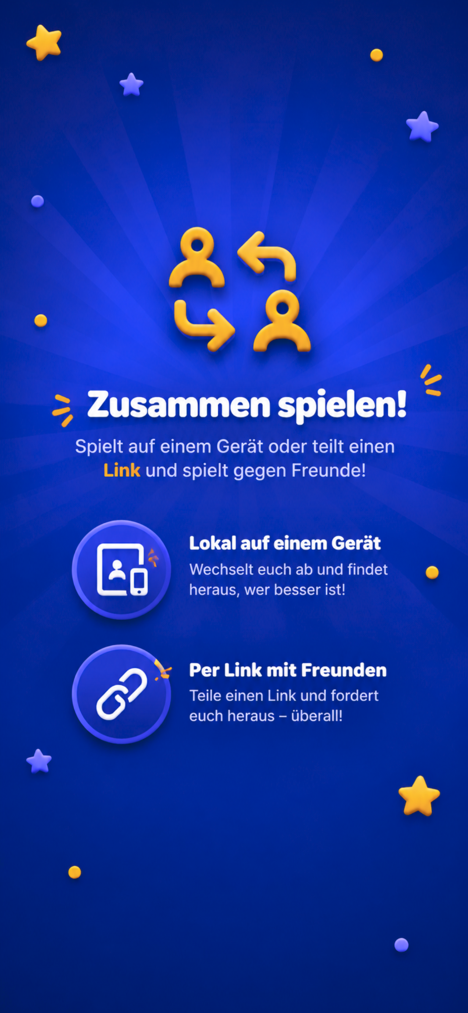 Lokal oder per Link gemeinsam spielen
